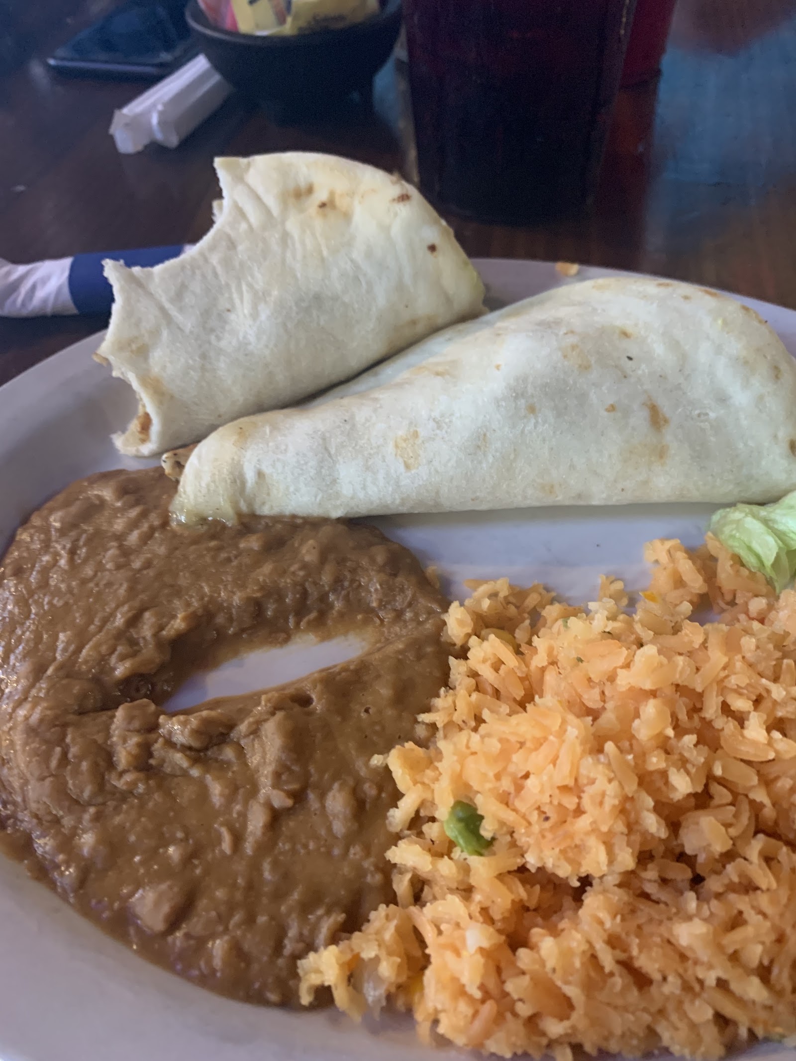 Rolled tacos with rice and beans