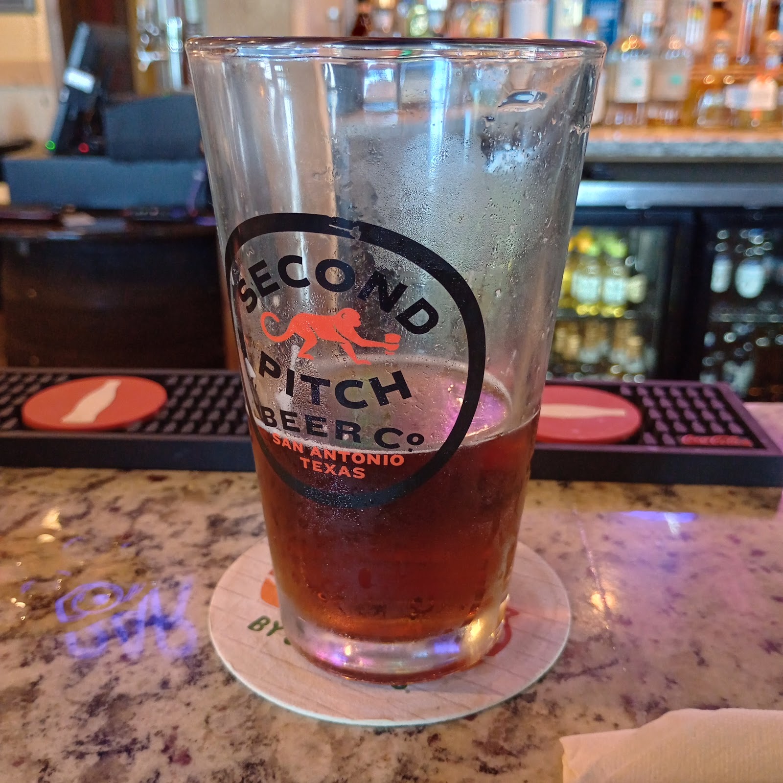 Cold draft beer at the bar